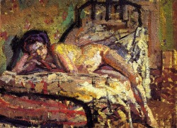 artandopinion:  Reclining Nude circa 1911 Harold Gilman Gilman was one of four dominating members of the Camden Town Group and was friends with Walter Richard Sickert. The early works of Gilman were derived from Impressionism, where he later delved into
