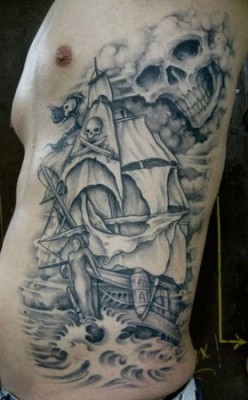 tatt2ligan:  Who doesn’t want a pirate ship tattoo?