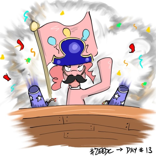 Zee’s Drawing Challenge - Day #13 [Sneak Attack(…?)] So my thought process was:Sneak Attack > Surprise Attack > Surprise Party > Pinkie Pie > Pirates Always ends in pirates. My bad.