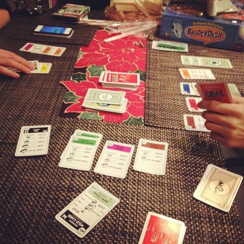 leafarja:  Addicted to Monopoly Deal. Anyone else? (Taken with instagram)  that game is hella addicting! RV needs to go to Chris’ apartment again and play some more!