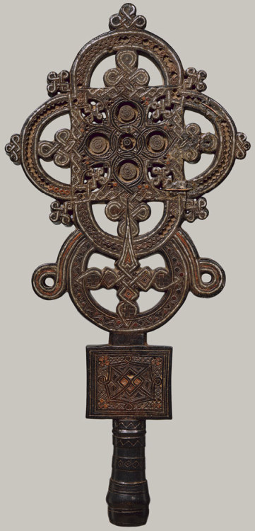 Wood and tin processional cross, ca. AD 1500, Ethiopia.  In the Ethiopian church, the wooden cross i