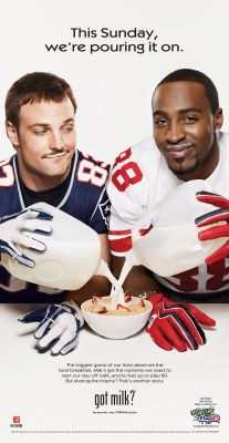 deandraduggans:  Wes Welker and Hakeem Nicks will be featured in the 16th annual Milk Mustache Super Bowl ad that will run in USA Today on Friday, February 3rd. As Darren Rovell speculates…  RT @darrenrovell Has to be the 1st time in Got Milk? Super