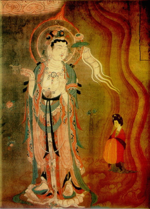 Bodhisattva Avalokitesvara, details of a painted roll, ca. AD 1500. Mogao caves, Dunhuang, China. 