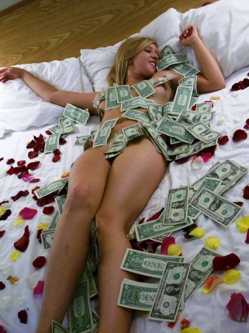 Porn photo How I like my bitches…covered in cash 