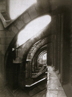 jumblepusher:  Eugène Atget. “Flying buttresses of the Church of Saint-Séverin, view taken from the roof”. 1903. Paris, France. 