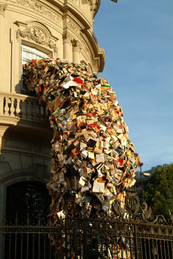 nocternity:  ‘Cascading Books’ installation