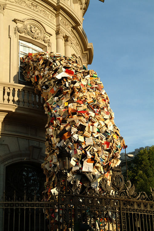 nocternity:  ‘Cascading Books’ installation by Alycia Martin 