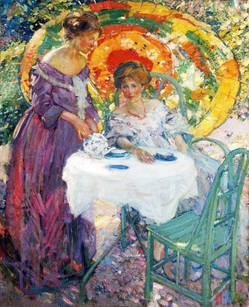 Afternoon Tea, Richard E. MillerRichard E. Miller was born in St. Louis in 1875. Miller studied art 