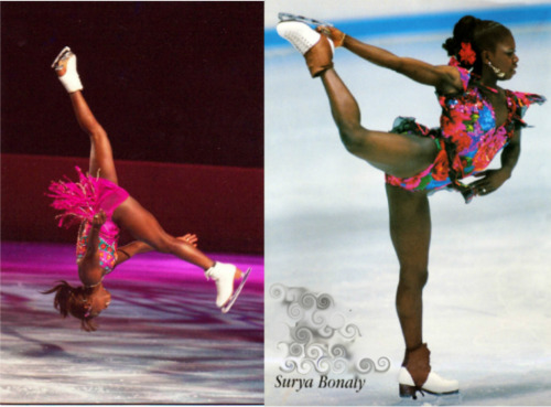 theblackclitocracy: commanderbishoujo:  brownglucose:  angiewrites:  Surya Bonaly  is famous for her backflip landed on only one blade; she is considered the only skater in the world capable of this move  Why am I just now hearing about her??????  Because