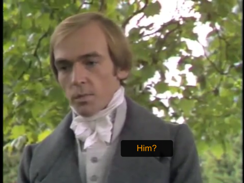 From 1981’s Sense and Sensibility. You can’t see it from this pic, but he totally has a 