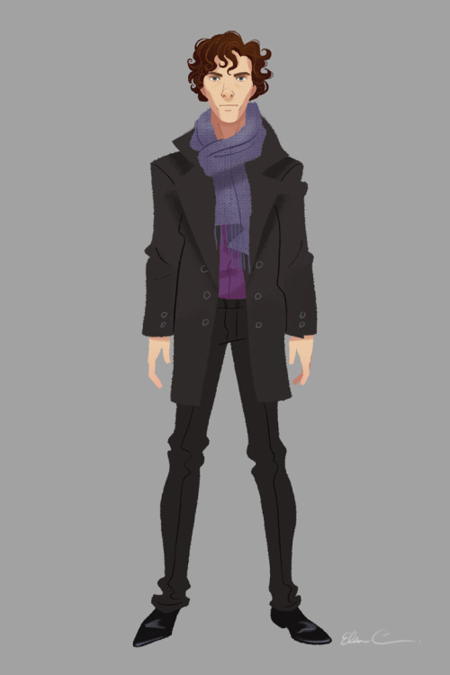 elasmosaurus:Sherlock in a pea coat and scarf. I love his wardrobe, he can even make bedsheets look 