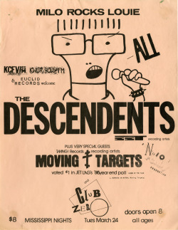oldpunkflyers:  The Descendents &amp; Moving Targets @ Club Zero. 1987 