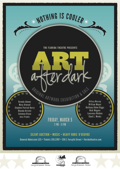 Pro-bono design work done for The Florida Theatre&rsquo;s Annual &ldquo;Art After Dark&rdquo; Event 