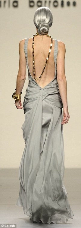 (via Madrid Fashion Week: Models step out on the catwalk with grey hair in Maria Barros show | Mail Online)