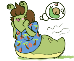 Aromatic slug girl who wears a tropical shirt