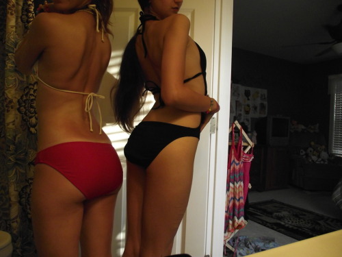 missmischief:  claudiassovulgar:  Haha I have such a hard time finding suits with smaller bottom pieces that fit my ass. Her ass puts mine to shame. But, we both have cute asses. I’d be mad too.  I miss you! We need to go swimming again!!  i miss