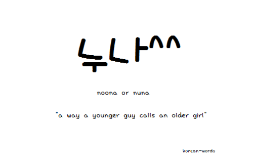 same as oppa. the word noona or nuna is used when a younger guy calls an older girl. its usually use