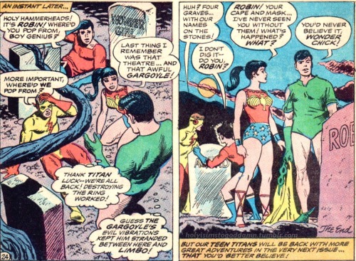 lusilly:holyismstogoddamn:[Teen Titans V1 #14]See, only a true Dick Grayson fan knows that the origi