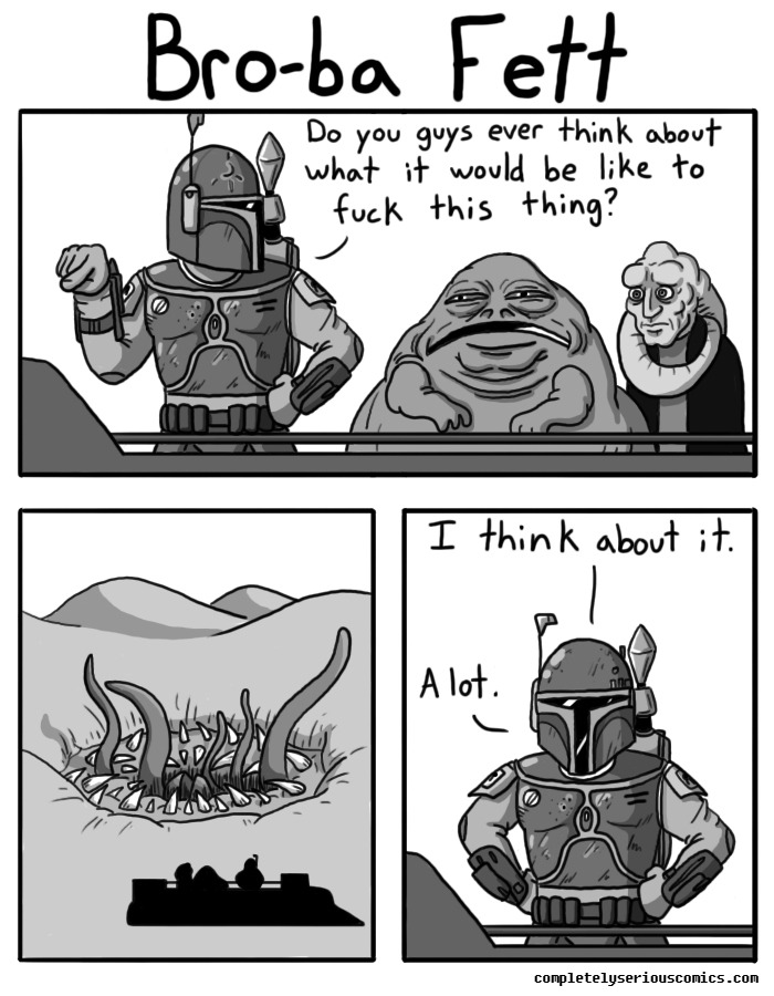 svalts:
“ Bro-ba Fett - by CompletelySeriousComics
Hehehehe.
”