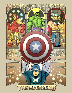 Ninjaink:  The Avengers: Assembled For Art Nouveau! Avengers Nouveau By *Ninjaink