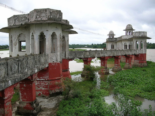 by partha.b on Flickr.The dilapidated palace on the Rudra Sagar lake in Tripura, India.