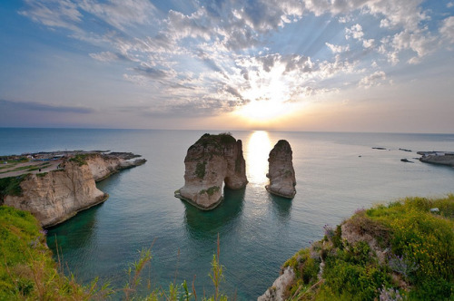  by awadi on Flickr.Sunset at Pigeons&rsquo; Rock near Beirut, Lebanon.
