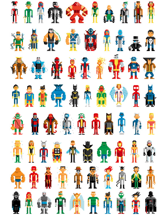 Comic, film and cartoon heroes have assembled to fight thanks to artist Pablo Cialoni and his excellent set of pixelated fan art.
Prints, iPhone / laptop cases and skins are now on sale now at Society6.
Pixel Heroes by Pablo Cialoni (Society6)...