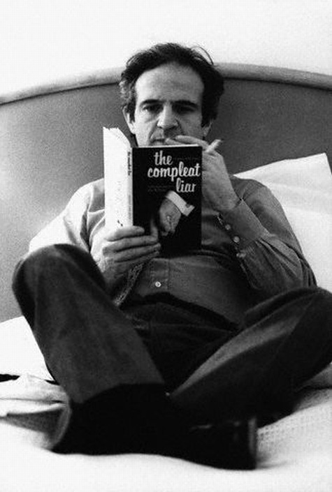 i12bent:  François Truffaut doing his homework, reading Penny Vincinzi’s 1977 volume&he
