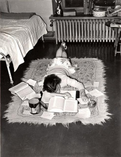  An exhausted student gives up. Connecticut, 1947 