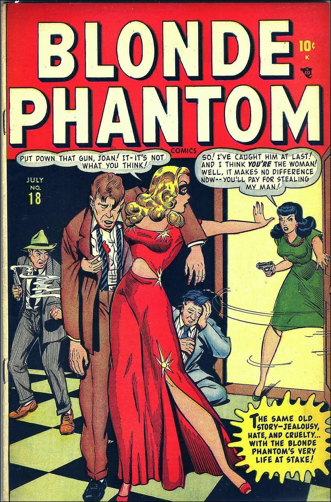 Blonde Phantom #18, July 1948. Cover art by Syd Shores.