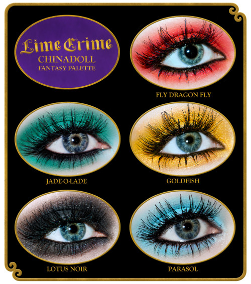 limecrime: Swatches for the Chinadoll Fantasy Palette are finally here! Palette launching next week,