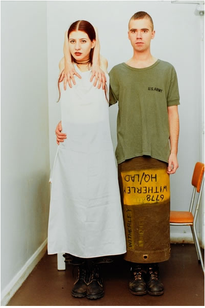 Wolfgang Tillmans/ Suzanne &amp; Lutz, white dress, army skirt 1993