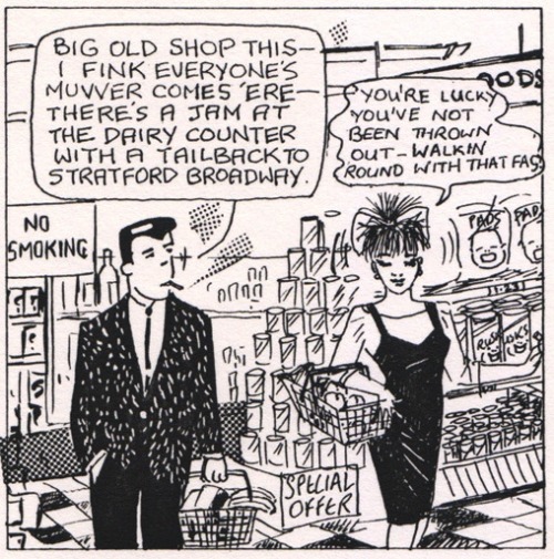 A panel from the 3-panel crossover strip between Eddie Campbell’s Dapper John and Myra Hancock’s Sharon. Sadly the collaboration was never completed. This and 150 pages of Eddie Campbell are, of course, available in the Dapper John graphic novel for...