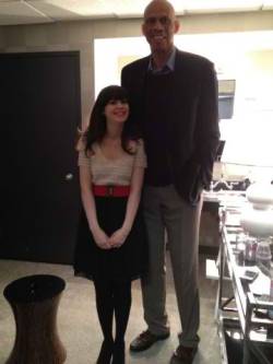 ajeanpaga:  Zooey Deschanel with Kareen Abdul-Jabbar