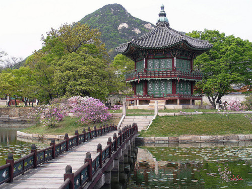 by Dae-Wang on Flickr.Hyangwon-jeong Pavilion in Gyeongbok Goong, near Seoul, South Korea.