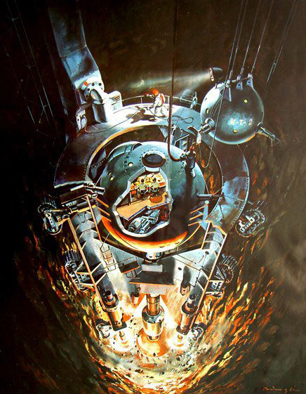 mikeyshane:  Optimism  Gavin Rothery:     The 60s and 70s were an amazing period for science fiction illustration. You can feel the optimism of the space-race and the excitement and predictability of man in space that sadly hasn’t arrived yet.   These