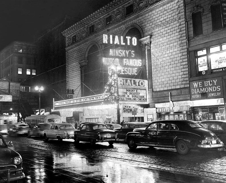 A press photo dated from late &lsquo;54 showing Chicago&rsquo;s famed 'RIALTO
