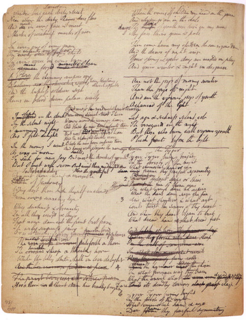 romanticpoets:Scribbles and DraftsEarly drafts of famous poems by Coleridge, Blake, Byron and Shelle