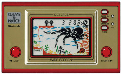 gameandgraphics:  Game &amp; Watch original designs Octopus (OC-22), 1981.Parachute (PR-21), 1981.Turtle Bridge (TL-28), 1982.Fire (RC-04), 1980.Ball (AC-01), 1980.Chef (FP-24), 1981.Flagman (FL-02), 1980.  