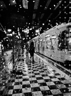 black-and-white:  Rainy squares (by generalstussner)