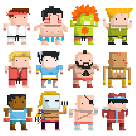 Juan Solon put together some great Street Fighter pixel art for a good cause. More information can be found below and on his blog.
“Krudar, an awesome Muay Thai gym in Toronto, is having a fundraiser for Kenya this Saturday Feb 11. I wanted to donate...