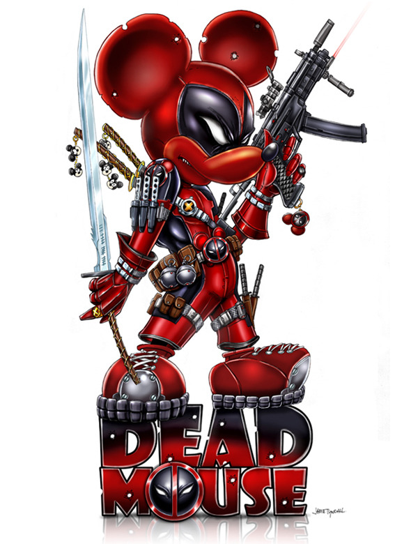 There is no way that Mickey Mouse is going away now! Jamie Tyndall’s Deadpool update to the friendly Disney character will be available at both MegaCon in Florida and WonderCon in Anaheim.
Related Rampage: Assassin’s Creed Sisterhood
Deadmouse by...