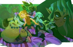 justinrampage:  With the addition of her new “Masks of a Different Kind” illustration, Ann Marcellino has created quite the collection of beautiful Legend of Zelda artwork. Also, I do agree with her that a 3DS Majora’s Mask would be pretty great.