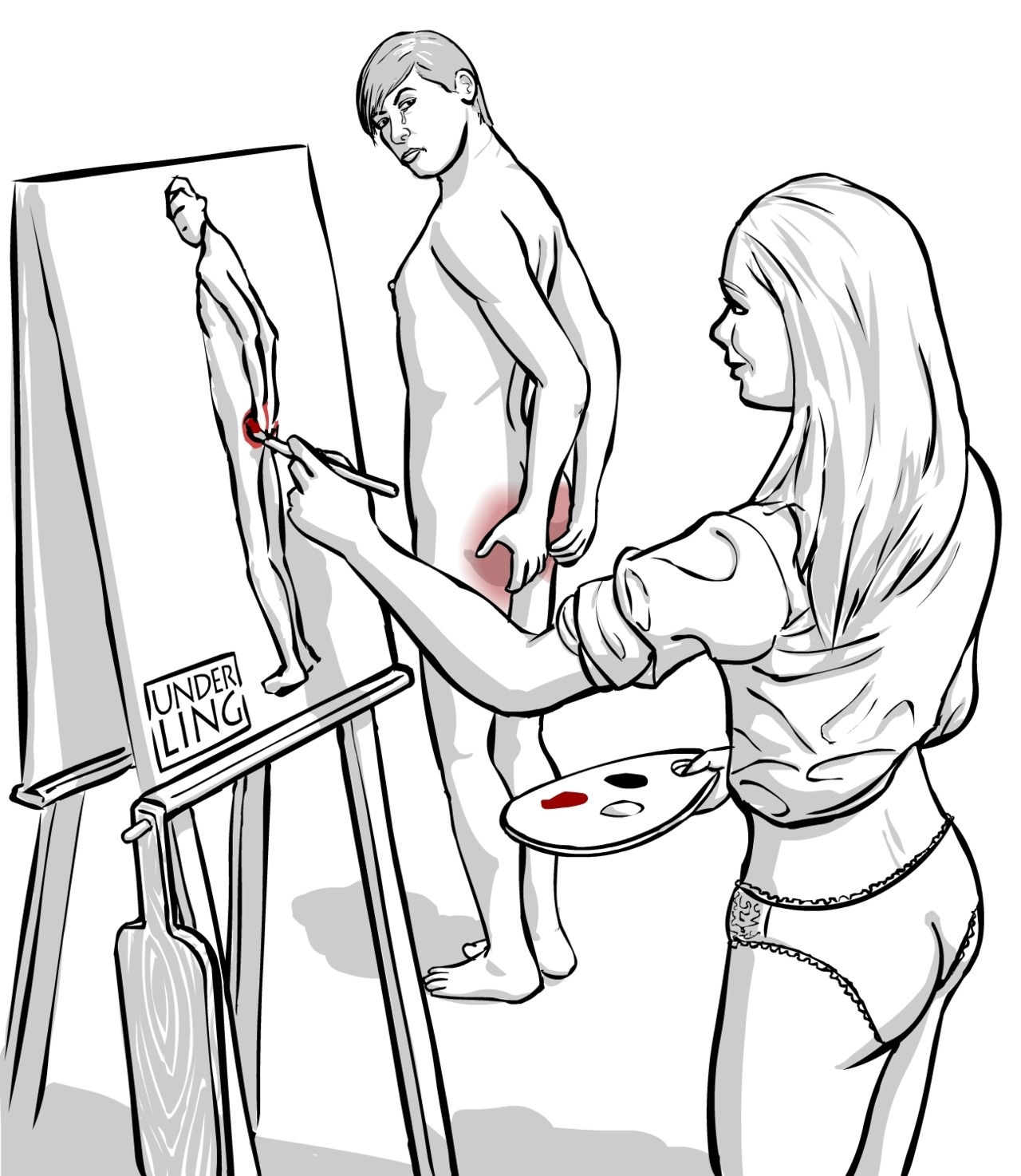 Girl spanking drawing art boys