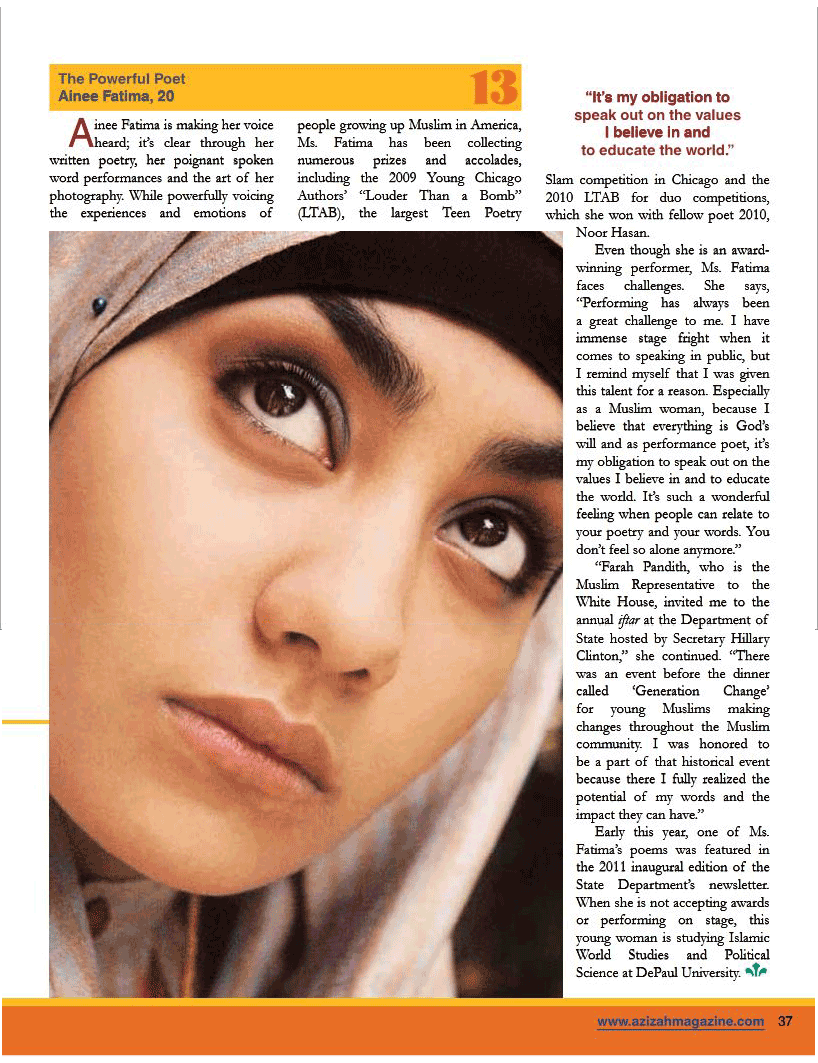 tomhiddlestonswife:  Azizah Magazine: 13 Under 30: #13 The Powerful Poet: Ainee
