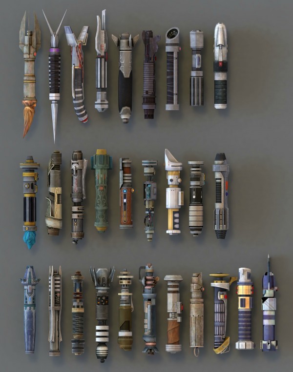 All of the available lightsaber hilts used in Star Wars: The Old Republic
Via
