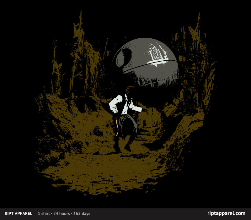 The classic Harrison Ford scene from Raiders of the Lost Ark gets a Star Wars remix in Stuart Down’s intense shirt design. On sale today only (2/10) at RIPT!
Raiders of the Galactic Empire by Stuart Down (RedBubble) (Facebook)
Via: gamefreaksnz