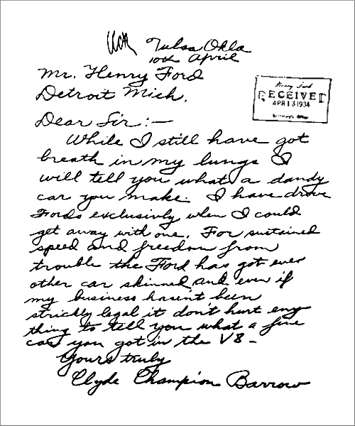  Letters of Note: What a dandy car you makeA letter from Clyde Barrow of Bonnie and Clyde to He