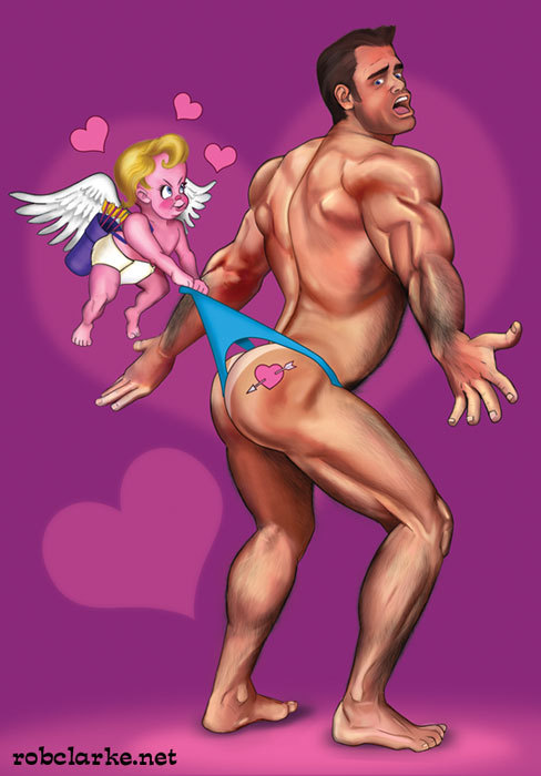 robclarke:  Stop the Cupidity. 2003, Our union requires that all gay illustrators do a Coppertone th