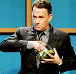 loki-dokey:snuffysbox:twenty4mixtapes:…aaaand Tom Hanks has his hand caught in a pickle jar.“You hav